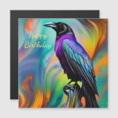 Invitation Magnétique Corbeau pourpre, aurores boréales Anniversaire (Devant / Derrière)