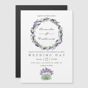 Invitation Magnétique Cottage Chic Lavender Mariage
