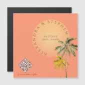Invitation Magnétique Coucher de soleil et palmiers de plage tropical Ma (Devant / Derrière)