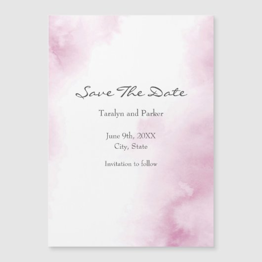 Invitation Magnétique Couleur d'eau rose Abstrait (Devant)