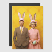 Invitation Magnétique Couple Bunny de Pâques (Devant / Derrière)