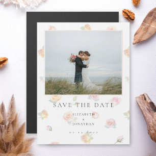Invitation Magnétique Couple photo élégant floral mariage à retenir la d