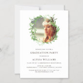 Invitation Magnétique Courbe botanique verte| Parti des diplômes (Recto)