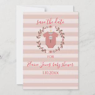 Invitation Magnétique Couronne de bandes roses pour l'annonce de la Baby