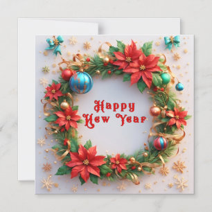 Invitation Magnétique Couronne de fête de Noël 🎄✨ Poinsettia Doré