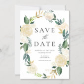 Invitation Magnétique Couronne florale avec fleurs d'ivoire Enregistrer (Recto)