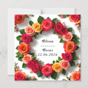 Invitation Magnétique Couronne florale de mariage colorée