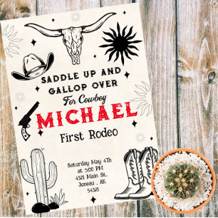 Invitation Magnétique Cow-boy Country de l'Ouest sauvage