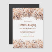 Invitation Magnétique Crème pêche roses floraux de luxe anniversaire (Devant / Derrière)