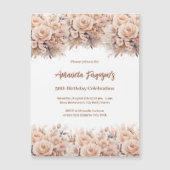 Invitation Magnétique Crème pêche roses floraux de luxe anniversaire (Devant)