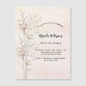 Invitation Magnétique Crème poussiéreuse d'anniversaire fleur sauvage lu (Devant)