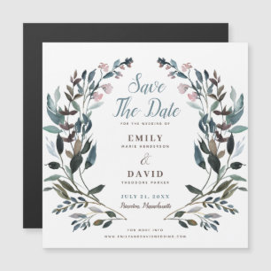 Invitation Magnétique Crest jardin   Mariage Bleu Blanc Enregistrer La D