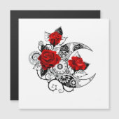 Invitation Magnétique Croissant mécanique avec roses rouges (Devant / Derrière)