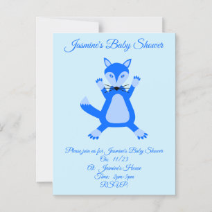 Invitation Magnétique Cute Blue Baby Boy Fox Baby shower personnalisé