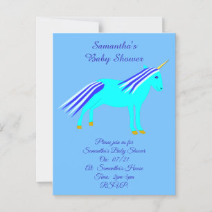 Invitation Magnétique Cute Blue Baby Boy Unicorn Baby shower Personnalis