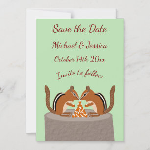 Invitation Magnétique Cute Chipmunks Mariage de automne Enregistrer la d