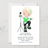 Invitation Magnétique Cute Little Blonde Boy Rock Star Anniversaire (Recto)