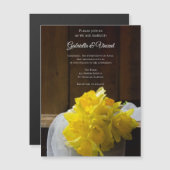 Invitation Magnétique Daffodiles rustiques et Mariage campagnard en bois (Devant / Derrière)