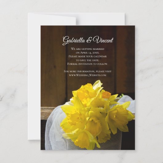 Invitation Magnétique Daffodils rustiques Grange Mariage en bois Enregis (Recto)