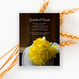 Invitation Magnétique Daffodils rustiques Grange Mariage en bois Enregis