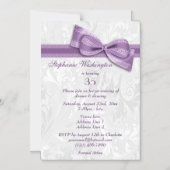Invitation Magnétique Damas et Faux Bow (Recto)