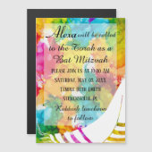 Invitation magnétique de fête Bar ou Bat Mitzvah (Devant / Derrière)