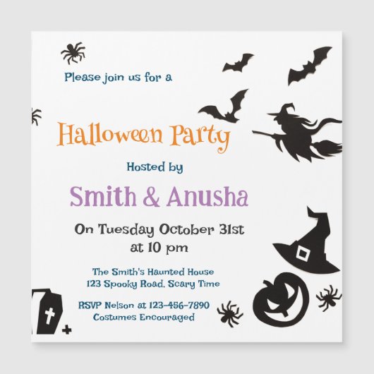 Invitation magnétique de la fête d'Halloween pour  (Devant)