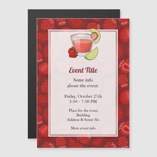 Invitation magnétique de la fraise Daiquiri (Devant / Derrière)
