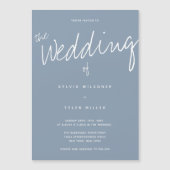 Invitation Magnétique Décontracté moderne Dusty Blue Typography Mariage (Devant)