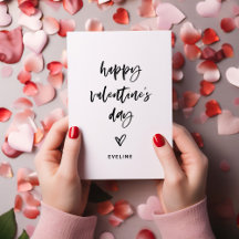 Décontracté noir et blanc Script et coeur Valentin