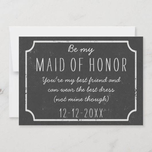 Invitation Magnétique Demande en demoiselle d'honneur sur tableau noir P (Recto)