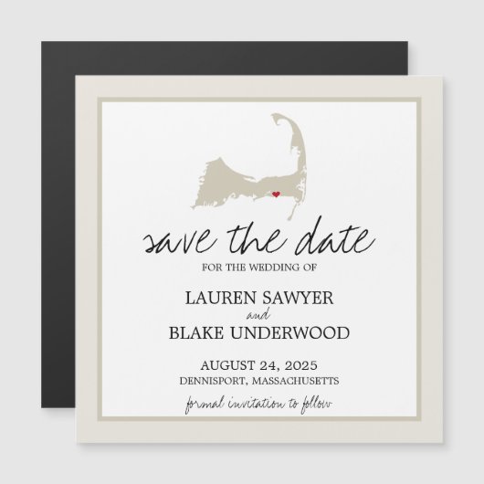 Invitation Magnétique Dennisport Cape Cod Wedding Enregistrer la date (Devant / Derrière)