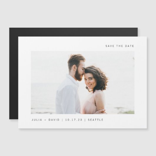 Invitation Magnétique Des souhaits simples | Mariage Photo Enregistrer L (Devant / Derrière)