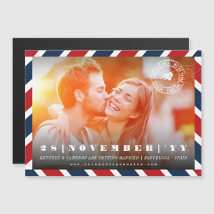 Invitation Magnétique Destination Enregistrer la date Airmail Postal Pho