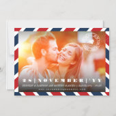 Invitation Magnétique Destination Enregistrer la date Airmail Postal Pho (Recto)