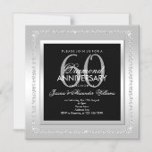 Invitation Magnétique Diamants Romantiques Argent 60e Anniversaire de Ma (Recto)