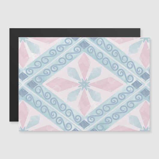 Invitation Magnétique diamond shaped blue pattern (Devant / Derrière)