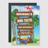 Invitation Magnétique Dino Aventure Anniversaire Extravaganza - Plaisir (Devant / Derrière)