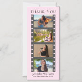 Invitation Magnétique diplôme 4 photos stand merci aimant rose (Recto)