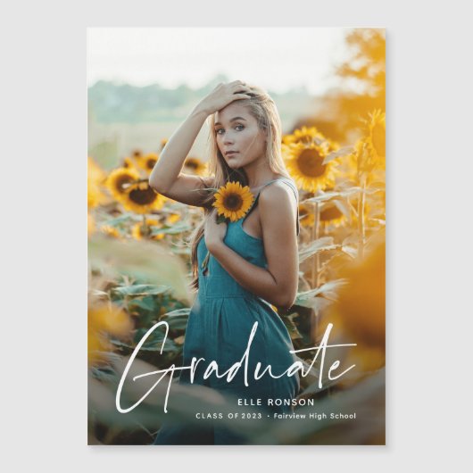 Invitation Magnétique Diplôme de la photographie de script moderne (Devant)