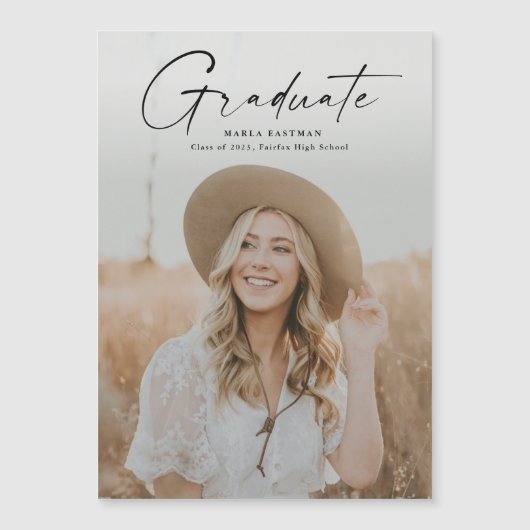 Invitation Magnétique Diplôme de la photographie de script moderne (Devant)