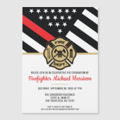 Invitation Magnétique Diplômé de l'école des pompiers Drapeau de la lign (Devant)