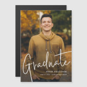 Invitation Magnétique Diplômé en Script moderne Diplôme en photo simple (Devant / Derrière)