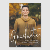 Invitation Magnétique Diplômé en Script moderne Diplôme en photo simple (Devant)