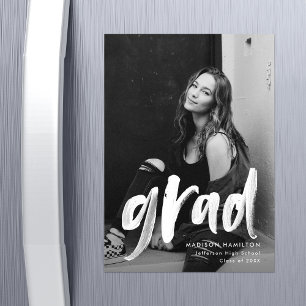 Invitation Magnétique Diplôme photo de script de pinceau moderne