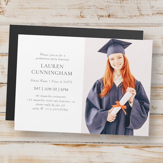 Invitation Magnétique Diplôme Simple Moderne Minimaliste Photo