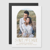 Invitation Magnétique Doré | Photo simple Arc moderne Enregistrer la dat (Devant / Derrière)