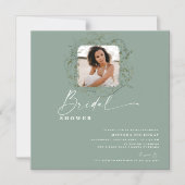 Invitation Magnétique Douceur de verdure d'eucalyptus Photo Baby Shower (Recto)