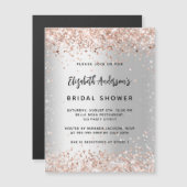 Invitation Magnétique Douche nuptiale argent rose or luxe (Devant / Derrière)