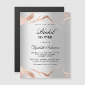 Invitation Magnétique Douche nuptiale argent rose or marbre luxe (Devant / Derrière)